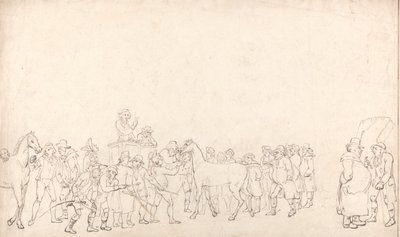 Vente de chevaux au dépôt de Hopkins (un contour) - Thomas Rowlandson